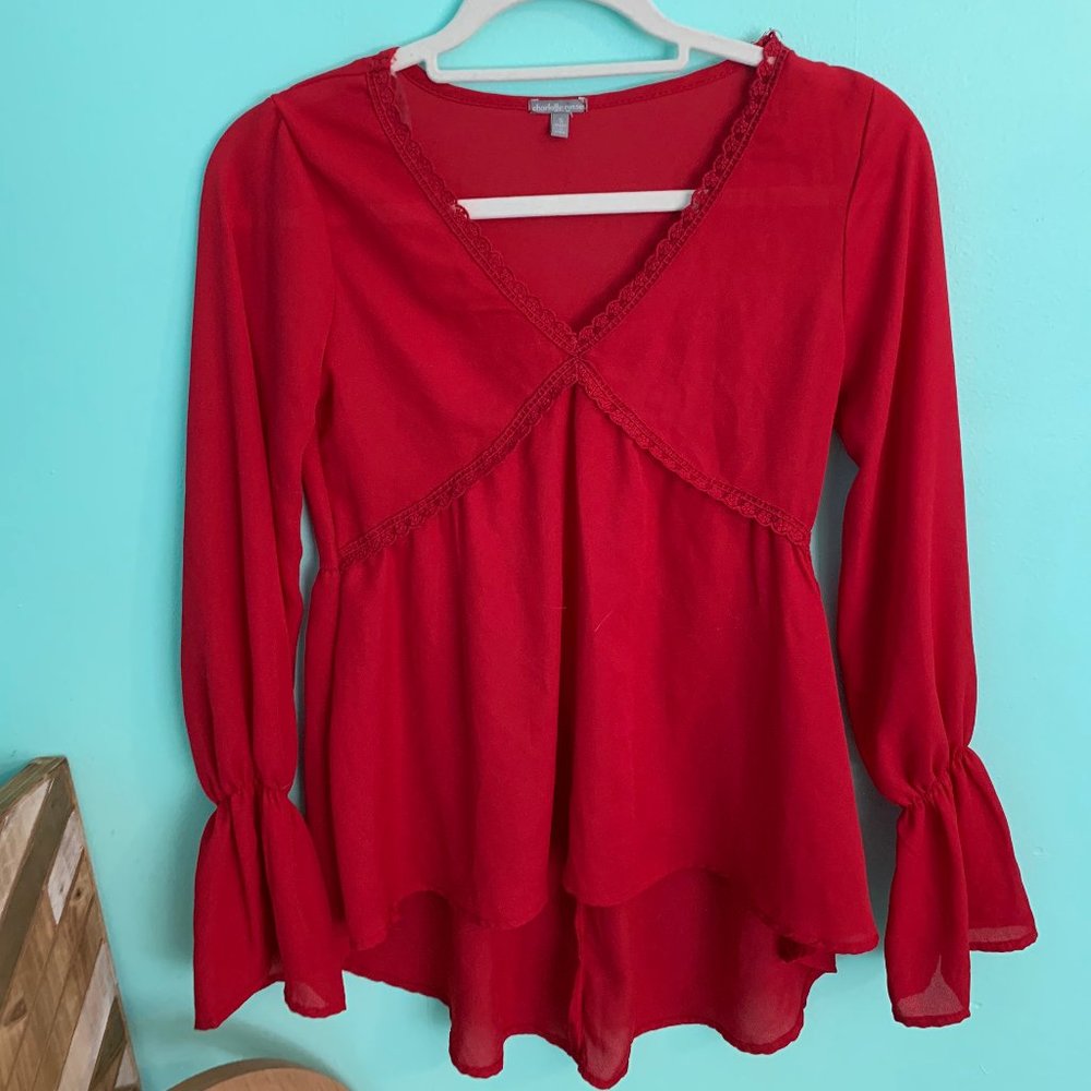 Red Bell Sleeve Top